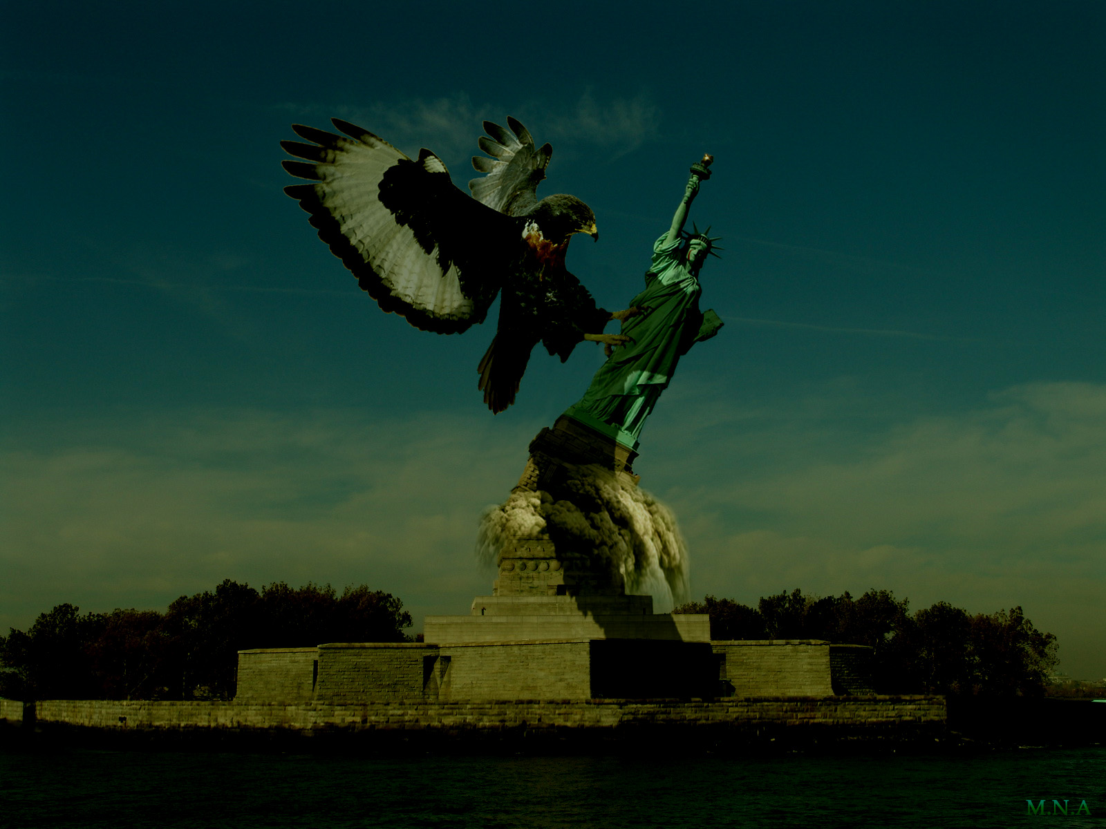 Download High quality conflict, Freedom statue, Statue, USA, Wallpaper 