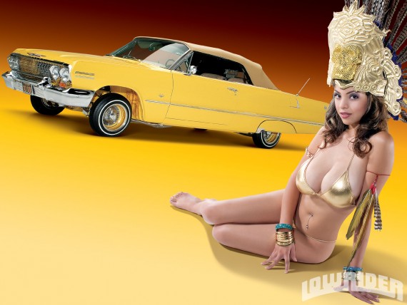 Free Send to Mobile Phone Yellow Lowrider Girls Cars wallpaper num22